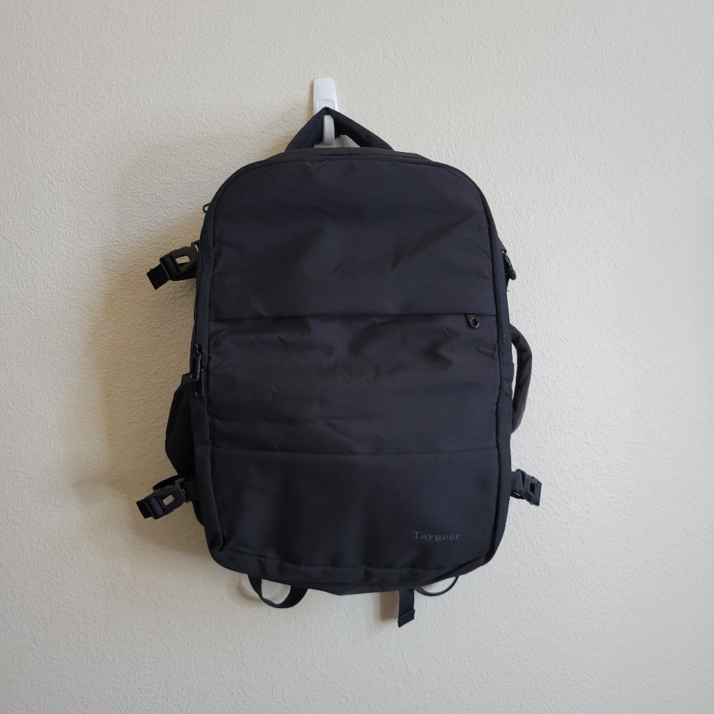 Taygeer Black Travel Carry On Backpack With Multiple Pockets Length 18" Width 13